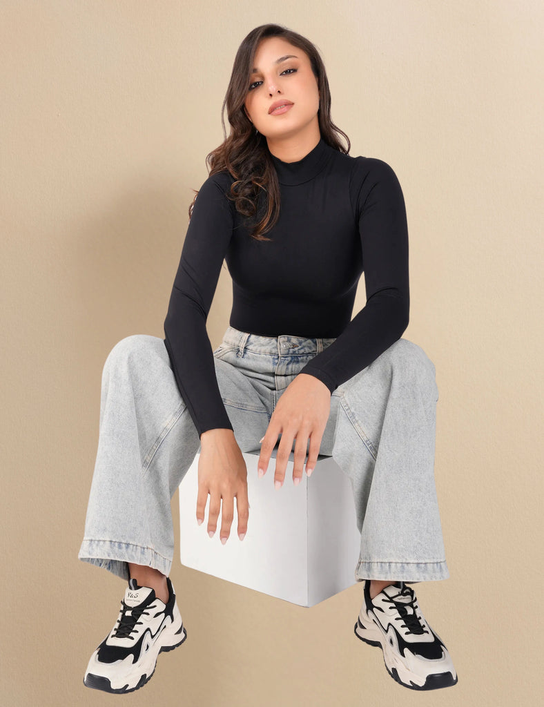 turtle neck black bodysuit