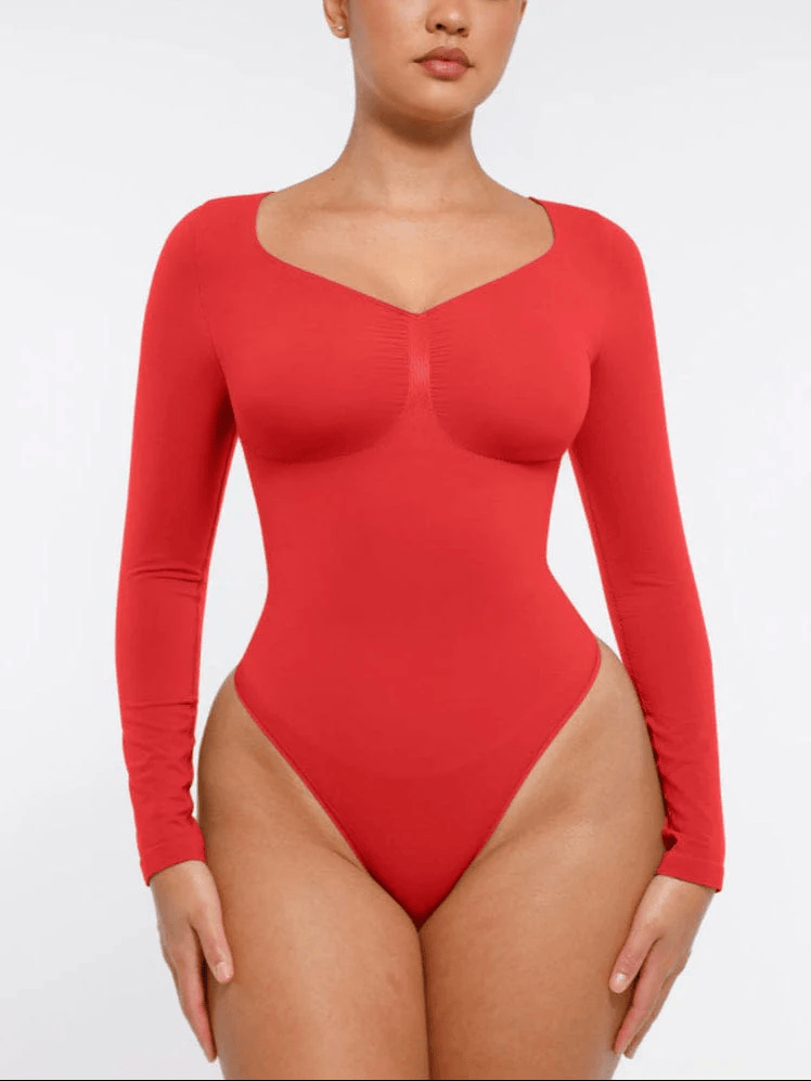 womens red bodysuit