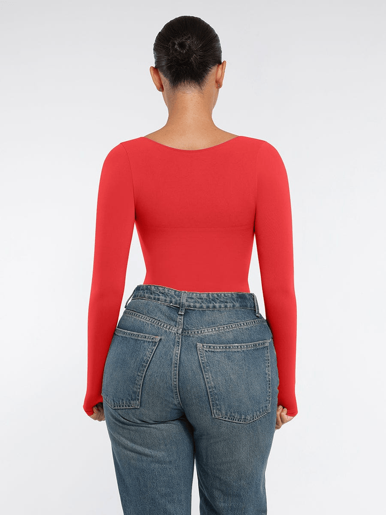 womens red bodysuit